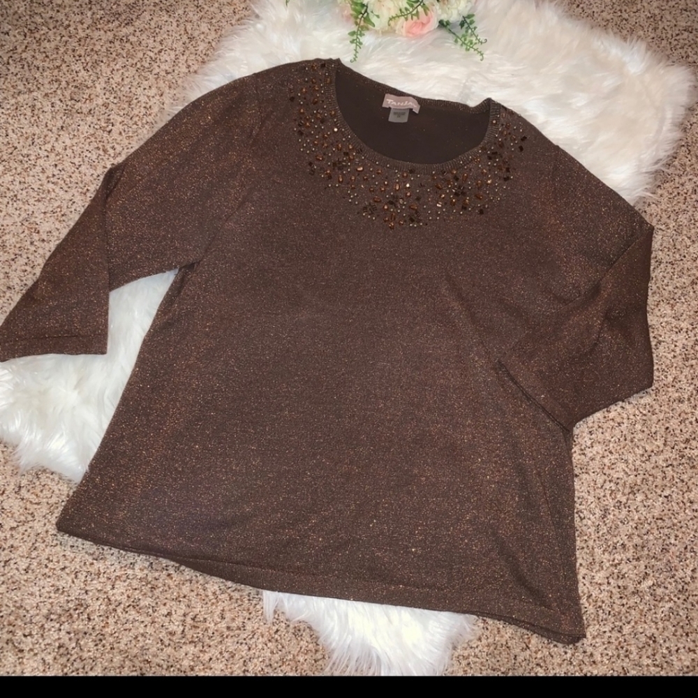 TanJay Shimmery Beaded Bejewled Sweater - Picture 3 of 7